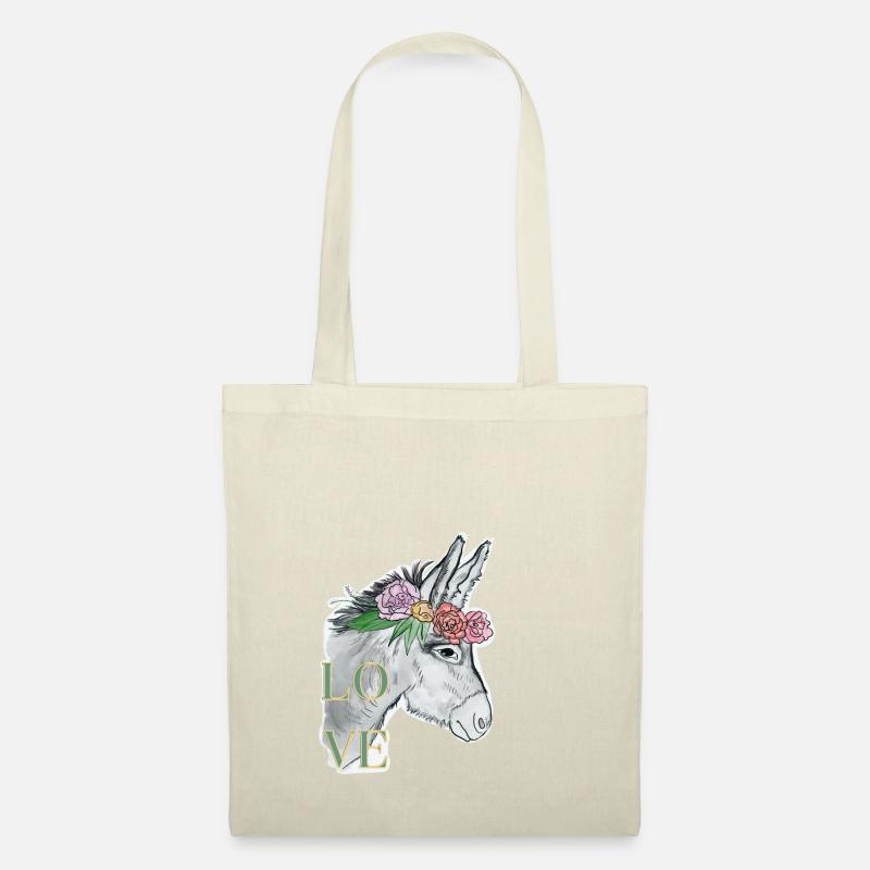 ESEL - Love - Blumen - cute Donkey - Stoffbeutel - Natur