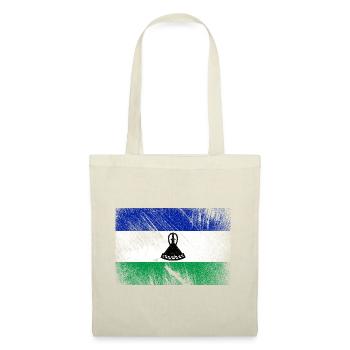 Lesotho Flagge - Vintage Grunge - Stoffbeutel - Natur - Vorne