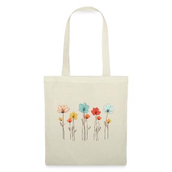 Fleurs simples, dessin au trait, coquelicot, printemps, été - Sac en tissu - nature - Devant