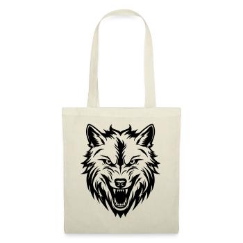 Wolf Kopf - Stoffbeutel - Natur - Vorne