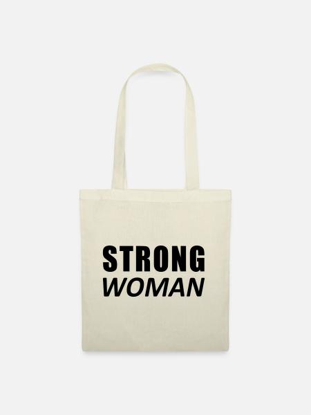 STRONG WOMAN DESIGN GESCHENK, SPORT, FRAU, STARK - Stoffbeutel - Natur