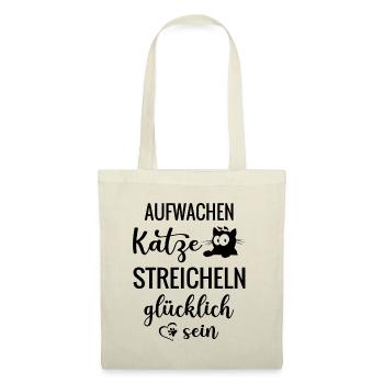 Katze streicheln glücklich sein - Stoffbeutel - Natur - Vorne