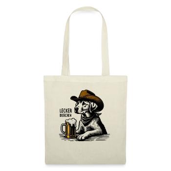 Lecker Bierchen Cowboy Hund - Stoffbeutel - Natur - Vorne