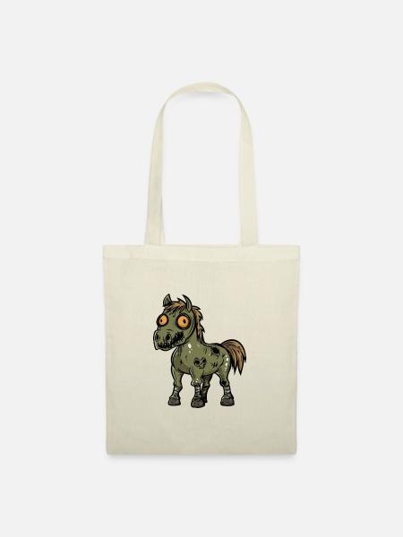 Pferd Halloween Comic Lustig - Stoffbeutel - Natur