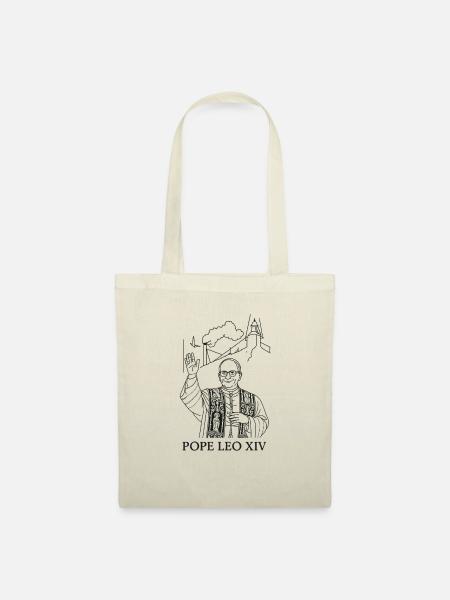 20250508 2240 Pope Leo XIV Line Art - Stoffbeutel - Natur