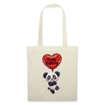Happy birthday avec panda m et balloon coeur rouge - Sac en tissu - nature - Devant