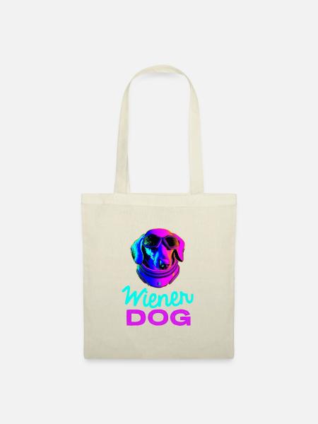 Wiener Dog Synthwave Hund Geschenk Retro - Stoffbeutel - Natur