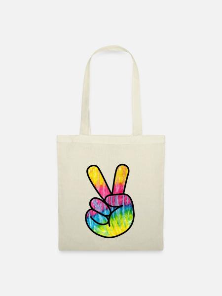 Peace Hand Hippie - Stoffbeutel - Natur