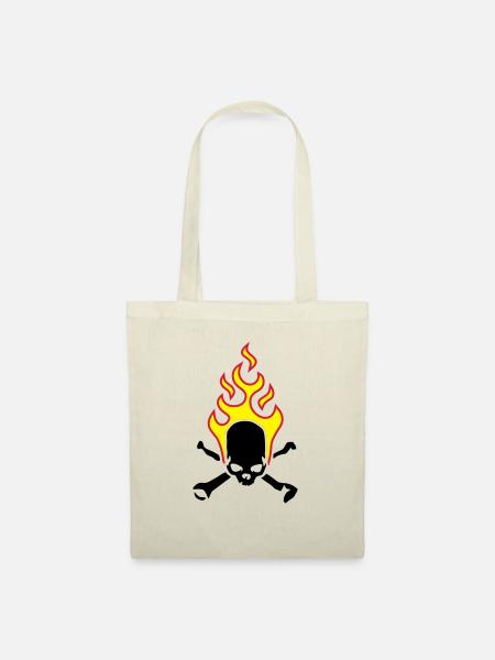 fire_skull_bones_b_3c - Stoffbeutel - Natur