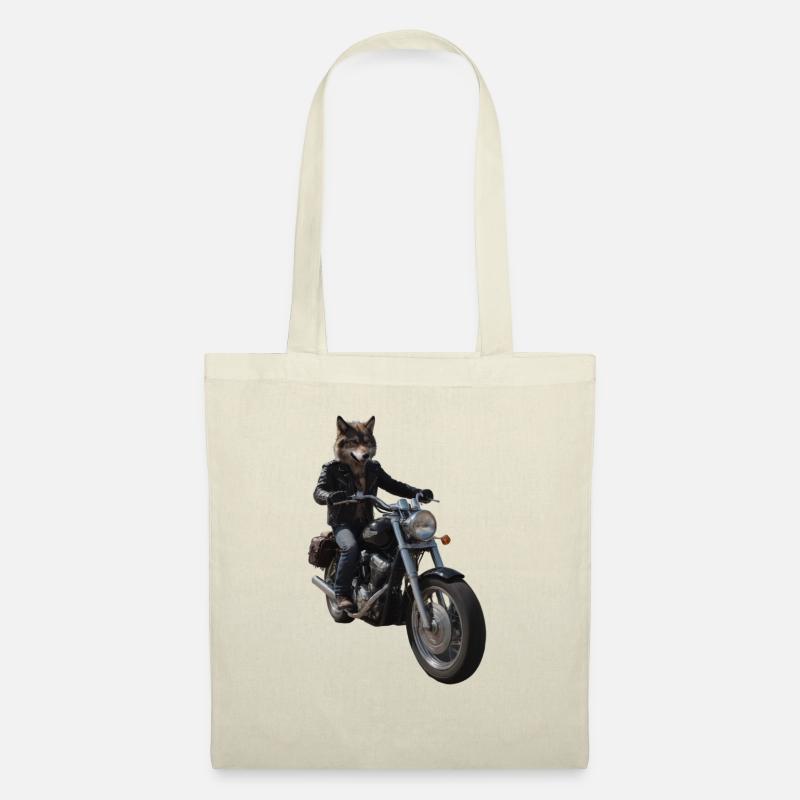 Biker Wolf - Stoffbeutel - Natur