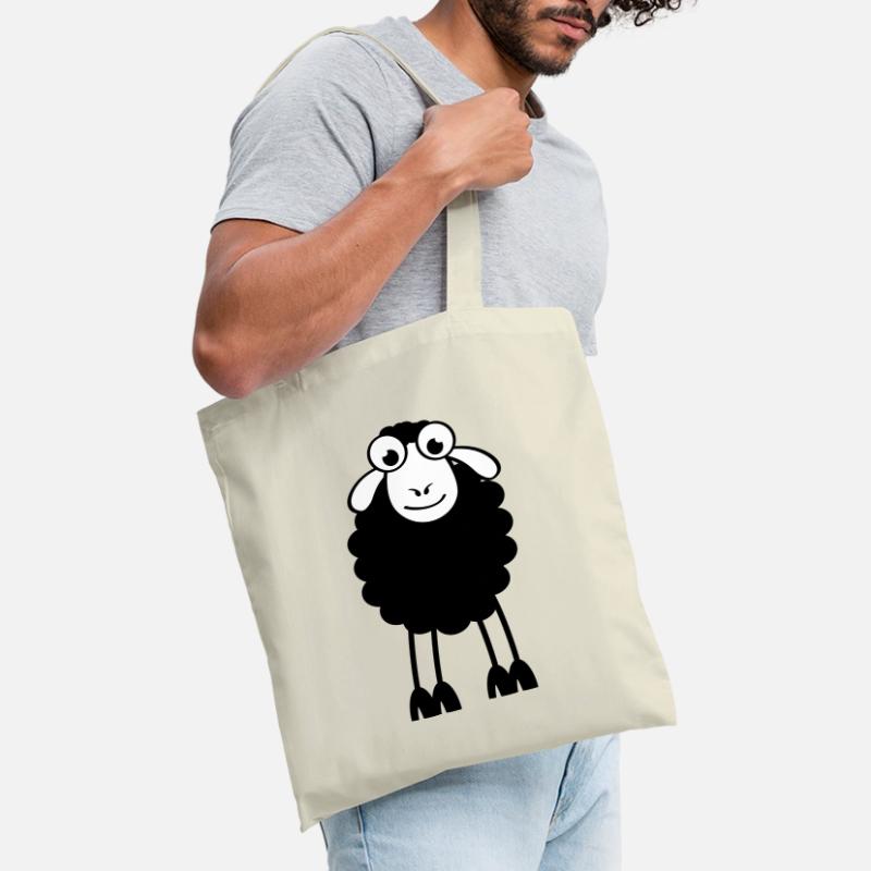 Schafe, weiße oder schwarze Schafe. Träumen oder schlafen Stoffbeutel