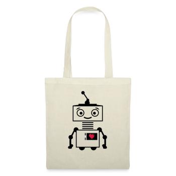 roboter_herz_2 - Stoffbeutel - Natur - Vorne