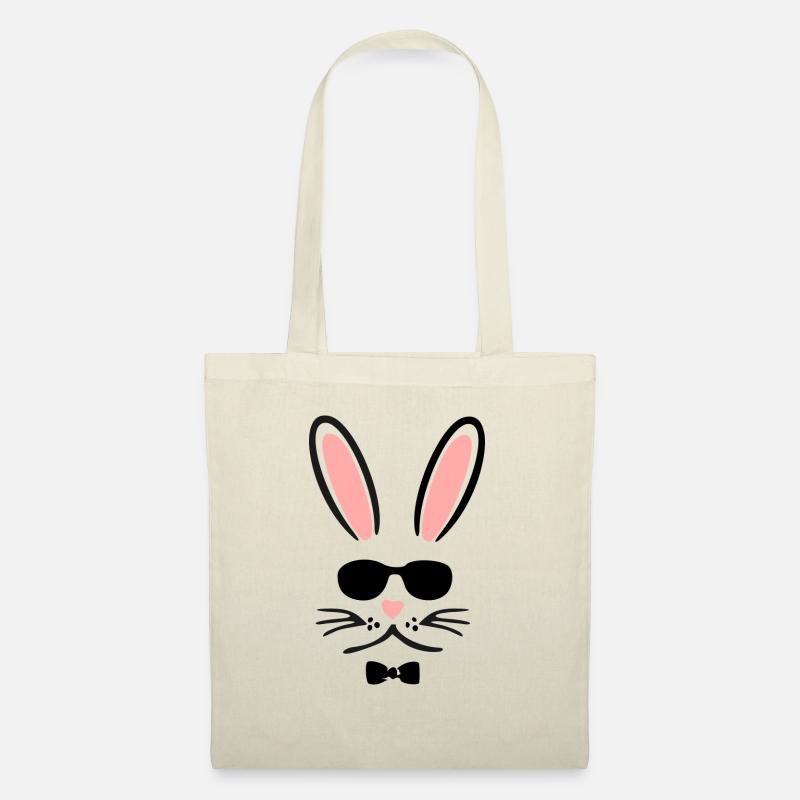 Cooler Hase mit Sonnenbrille und Fliege als Comic - Stoffbeutel - Natur