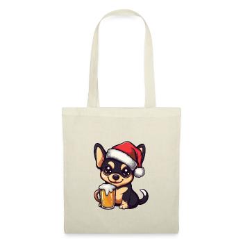 Chihuahua Hund Weihnachten Bier - Stoffbeutel - Natur - Vorne