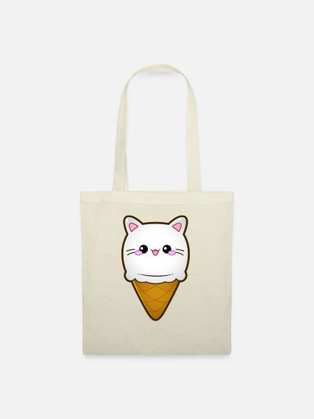 Ice Cream Cat Eiscreme Eis Katze Vanille Eiskugel - Stoffbeutel - Natur