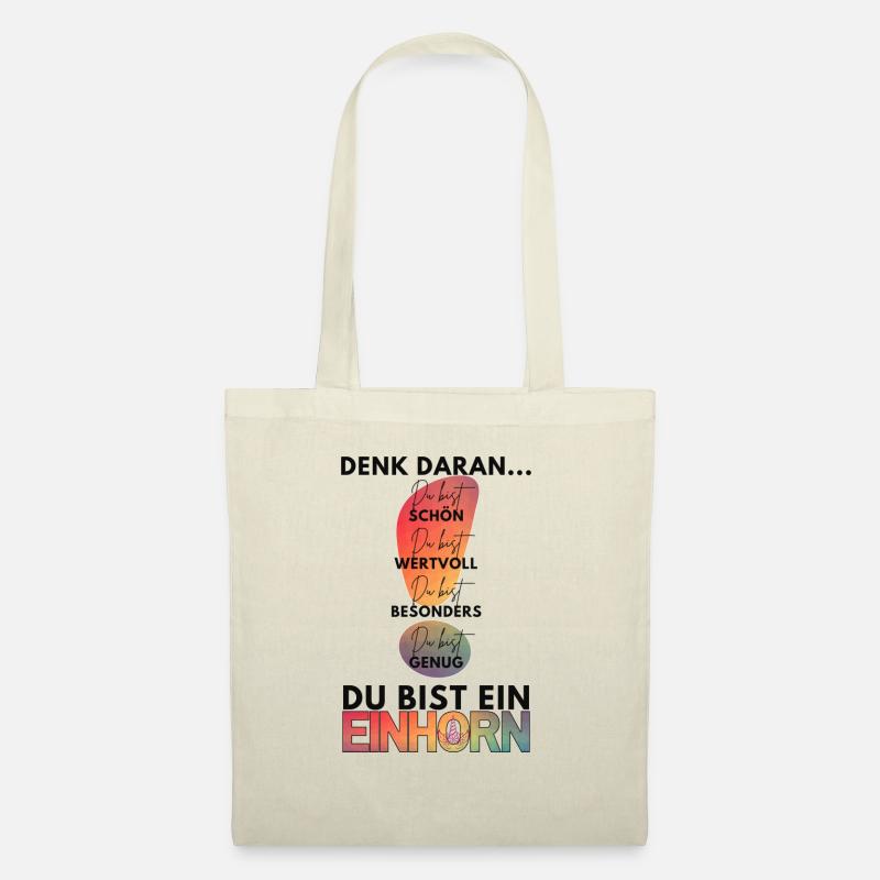 Denk daran - DU bist genug, du bist ein Einhorn! - Stoffbeutel - Natur