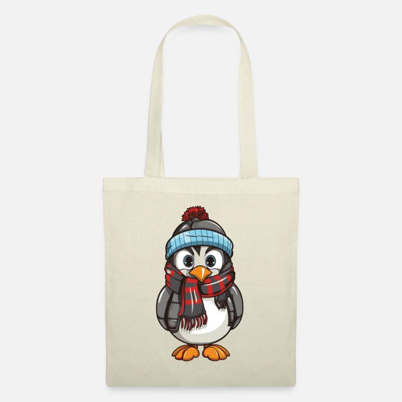 Pinguin Comic Winter - Stoffbeutel - Natur