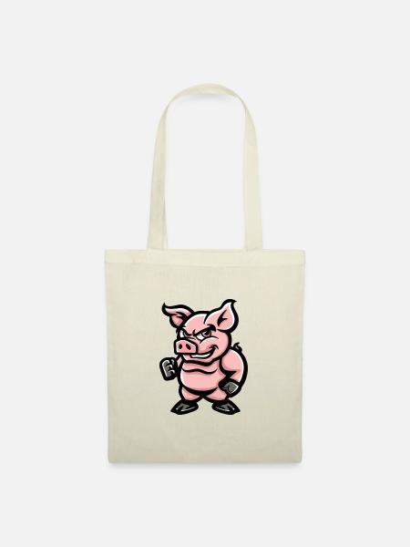 Schwein Comic - Stoffbeutel - Natur
