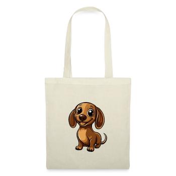 Dackel DachsHund Comic Niedlich - Stoffbeutel - Natur - Vorne