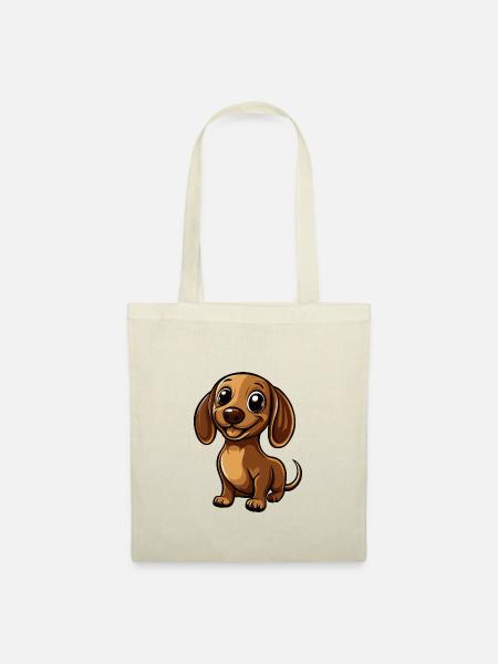 Dackel DachsHund Comic Niedlich - Stoffbeutel - Natur