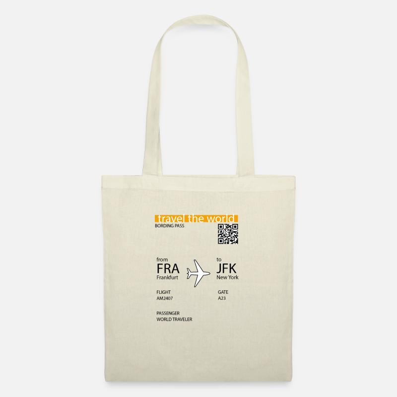 Boarding Pass - FFM - New York - Stoffbeutel - Natur