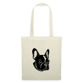 Französische Bulldogge Frenchie Boston Terrier - Stoffbeutel - Natur - Vorne