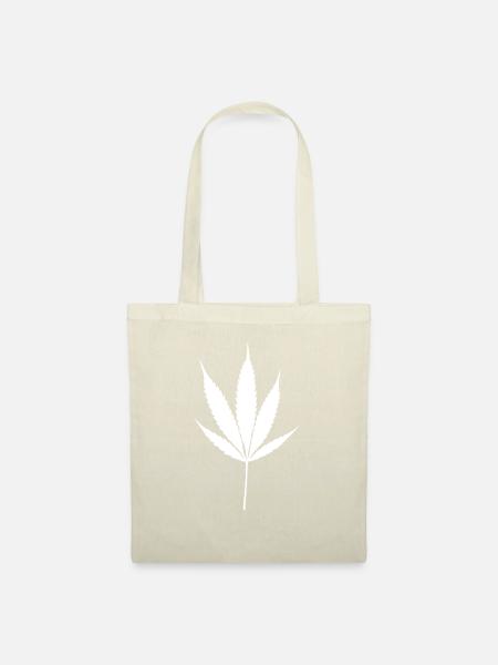 Weißes Cannabisblatt - Stoffbeutel - Natur