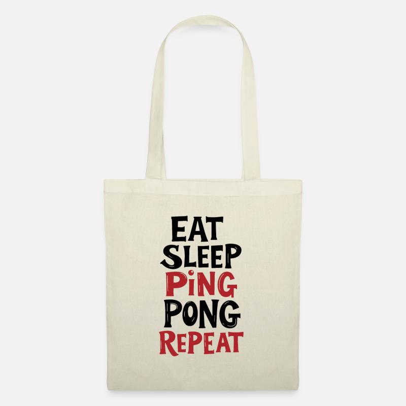 Eat Sleep Ping Pong Repeat - Spruch - Stoffbeutel - Natur