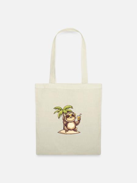 Faultier Sommer Strand Comic - Stoffbeutel - Natur