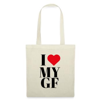 I love my Girlfriend Sticker, ohne Hintergrund - Stoffbeutel - Natur - Vorne
