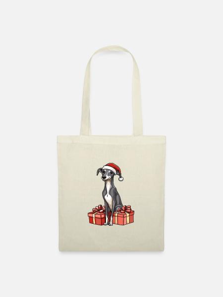 Greyhound Hund Weihnachten Comic Geschenke - Stoffbeutel - Natur