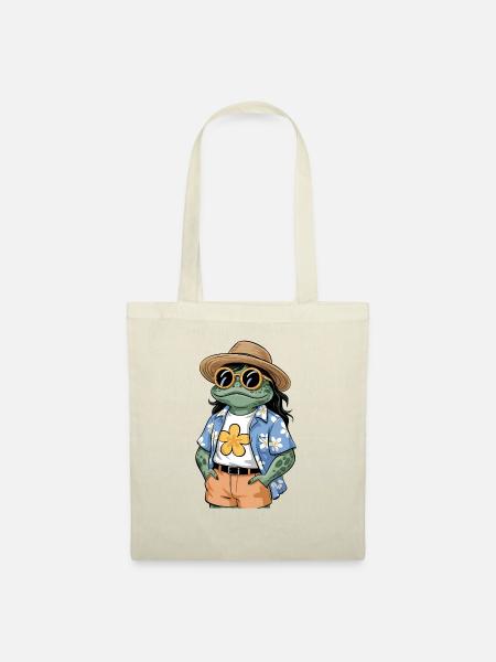 Lustiger Sommerfrosch - Stoffbeutel - Natur