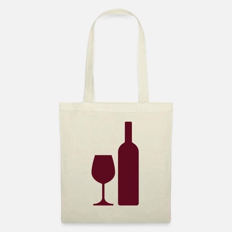Wein Weinflasche Weinglas Alkohol - Stoffbeutel - Natur