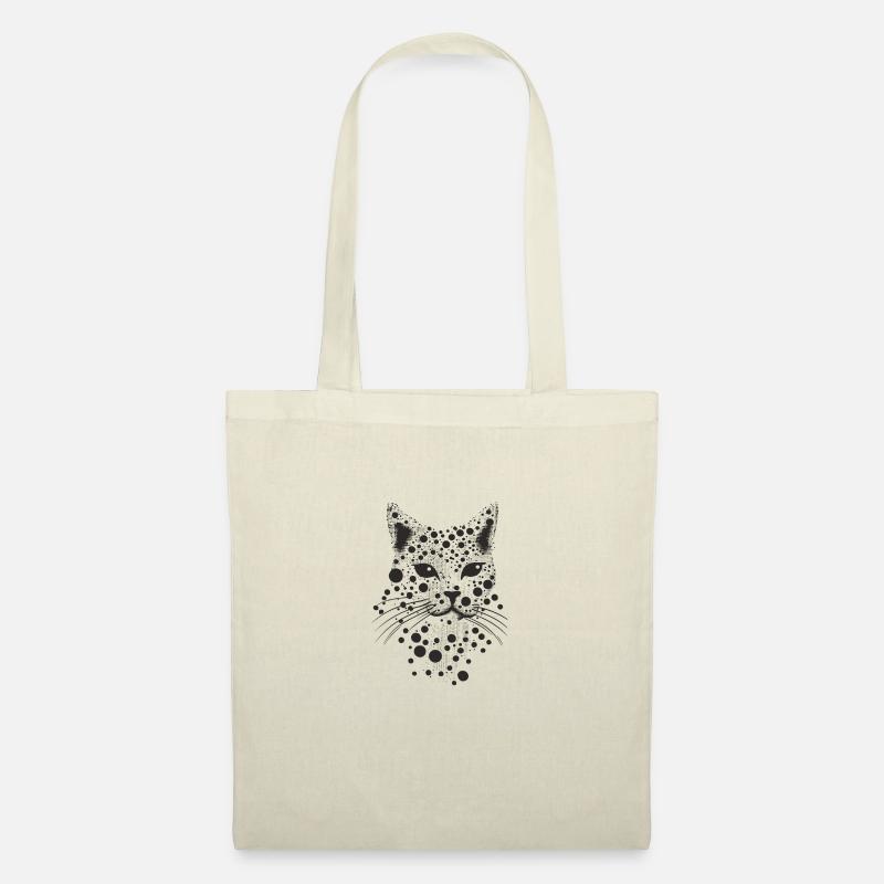 Katze Katzengesicht im Punktdesign - Stoffbeutel - Natur