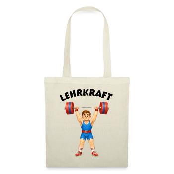 Lehrkraft - Geschenkidee mit Gewichtheber - Stoffbeutel - Natur - Vorne
