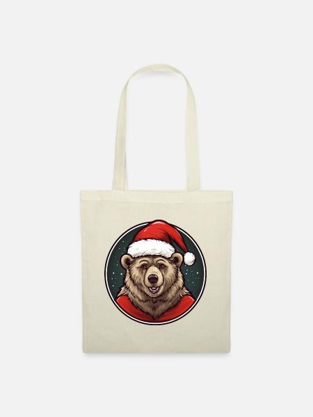 Braunbär Weihnachten - Stoffbeutel - Natur