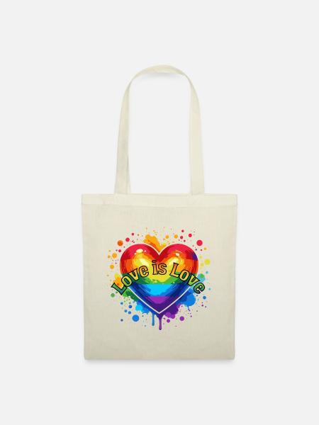 Love is Love - Rainbow Heart - Stoffbeutel - Natur