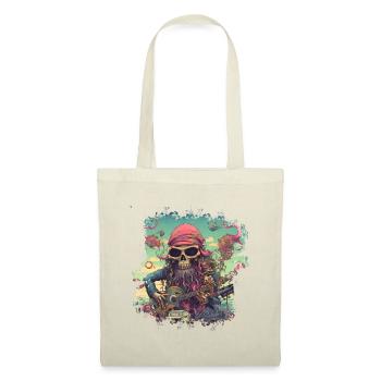 Psychedelic hippie skeleton with guitar - Tote Bag - nature - Front