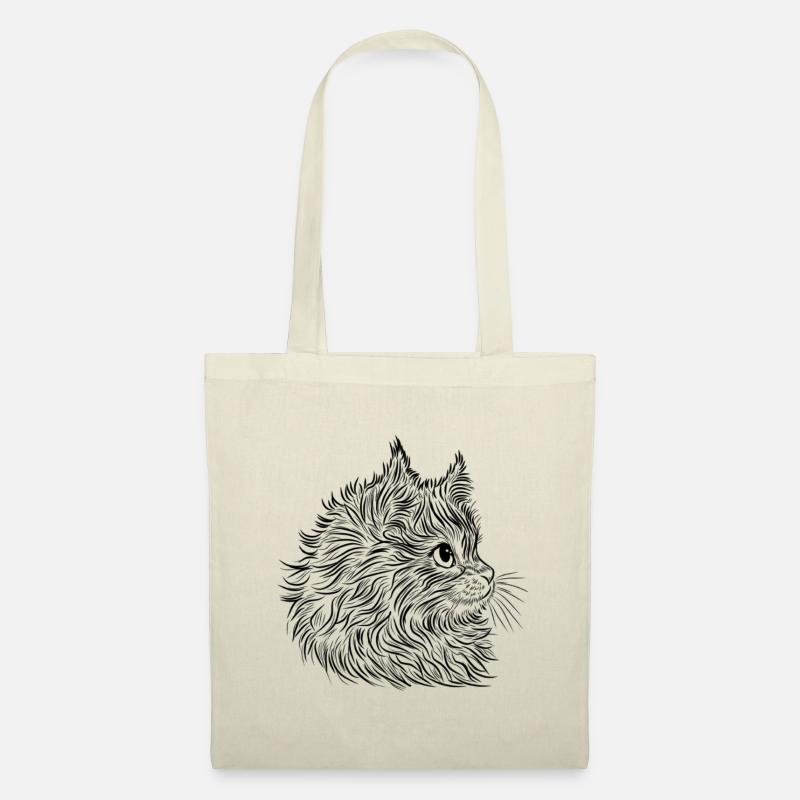 Katze lineart - Stoffbeutel - Natur