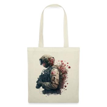 Soldat avec des fleurs - Sac en tissu - nature - Devant