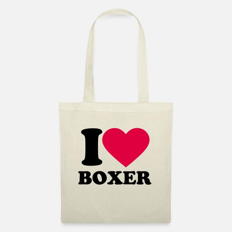 I love boxer - Stoffbeutel - Natur