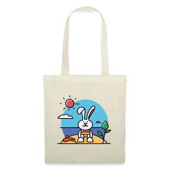 Hase am Strand beim Sonnenbad - Stoffbeutel - Natur - Vorne