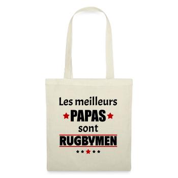 Les meilleurs papas sont rugbymen, fête des pères - Sac en tissu - nature - Devant