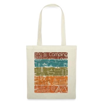 Camping Love lineart retro dunkel - Stoffbeutel - Natur - Vorne
