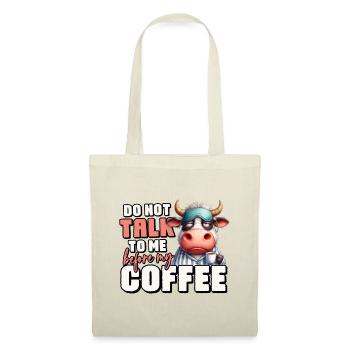 Vache fatiguée avec du café - Sac en tissu - nature - Devant
