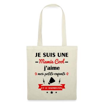 Mamie cool badminton,fête des grands-mères,badiste - Sac en tissu - nature - Devant