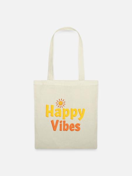 Happy Vibes - Glückliche Sonne - Stoffbeutel - Natur