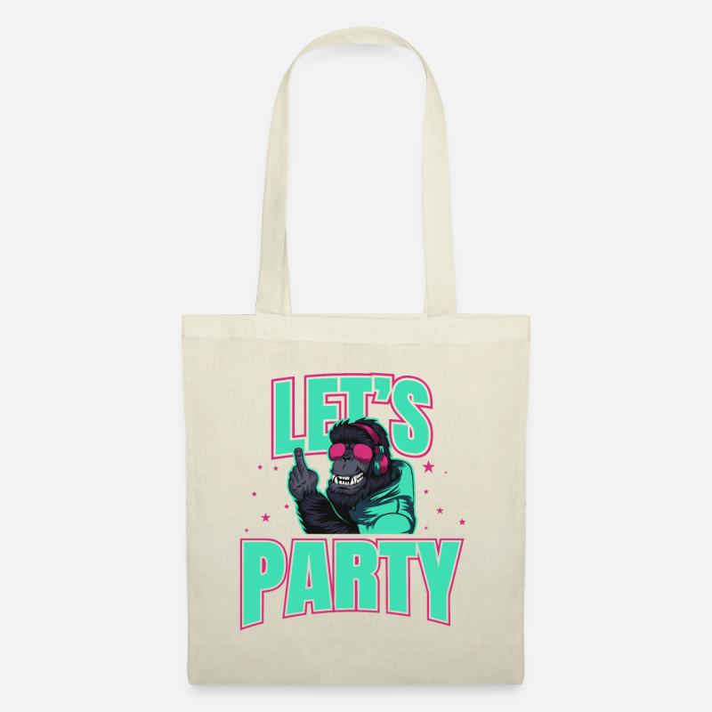 Let´s Party DJ Affe Feier Gorilla Geschenkidee - Stoffbeutel - Natur