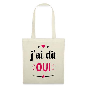 J'ai dit oui - Cadeau futur Mariés - Sac en tissu - nature - Devant