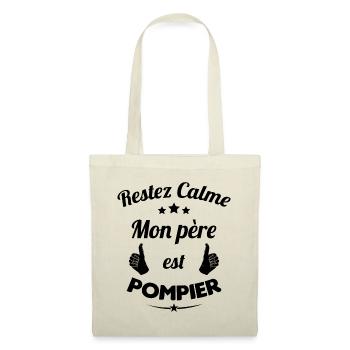 Restez calme Mon père est pompier Cadeau - Sac en tissu - nature - Devant